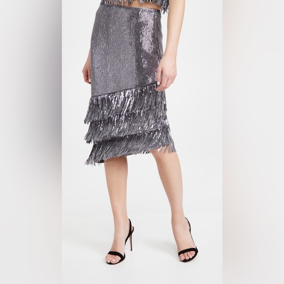 SAYLOR Sequin Suzanne Skirt, Gunmetal, small - Picture 5 of 5